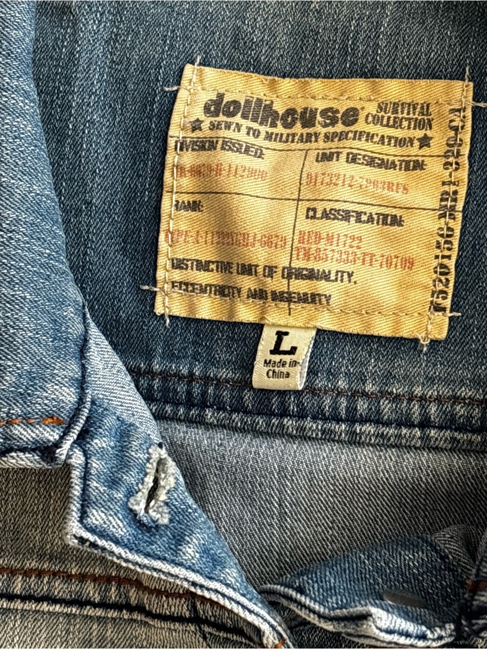 VTG Dollhouse Distressed Denim Vest // Size L - Picture 4 of 4